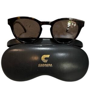 CARRERA ROUND SUNGLASSES UV LENS TORTOISE BROWN FRAMES NEW WITH CASE AND CLOTH